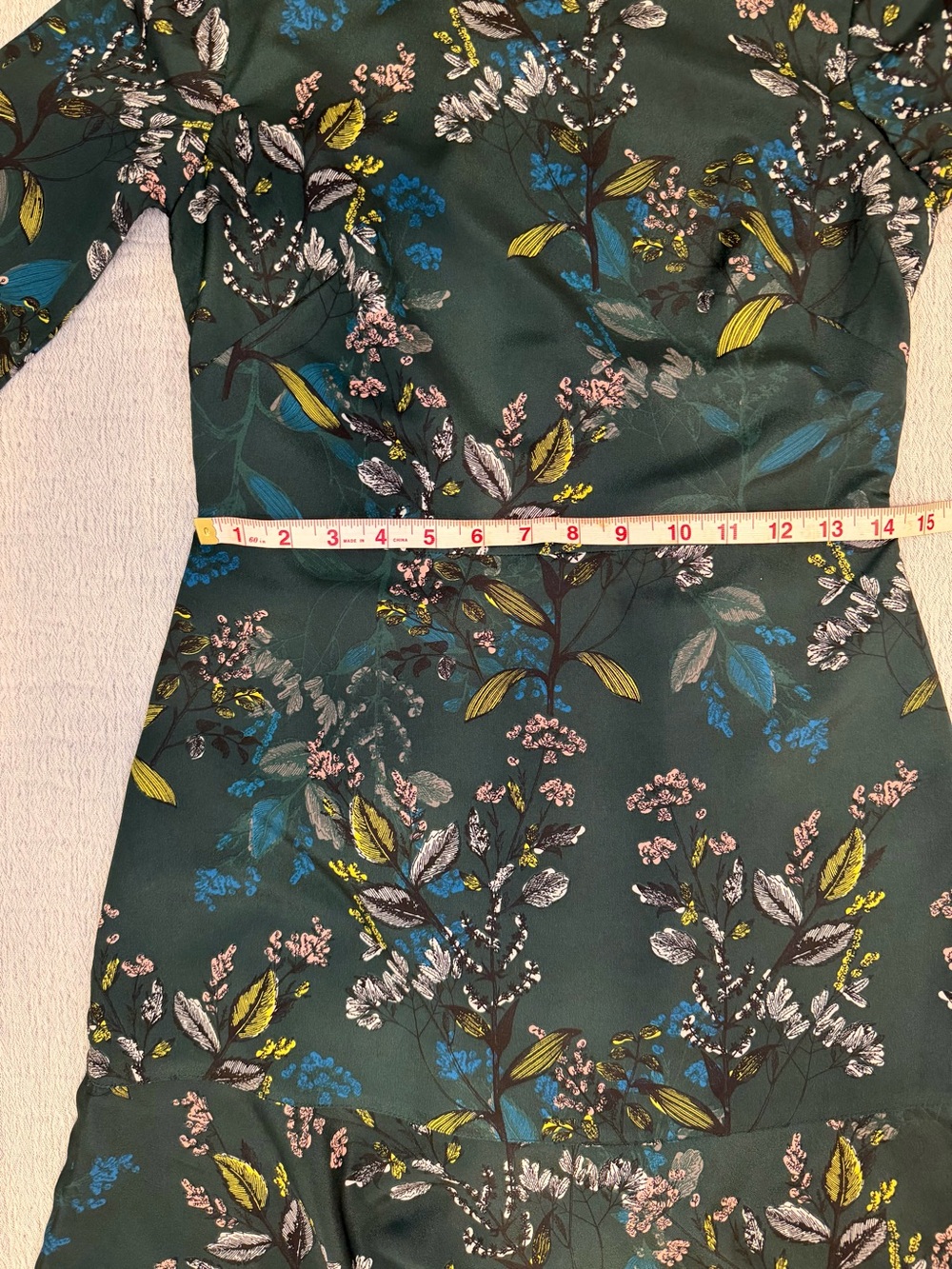 Banana Republic Teal Floral Ruffle-Hem Mini Dress Size 2 - Picture 12 of 13